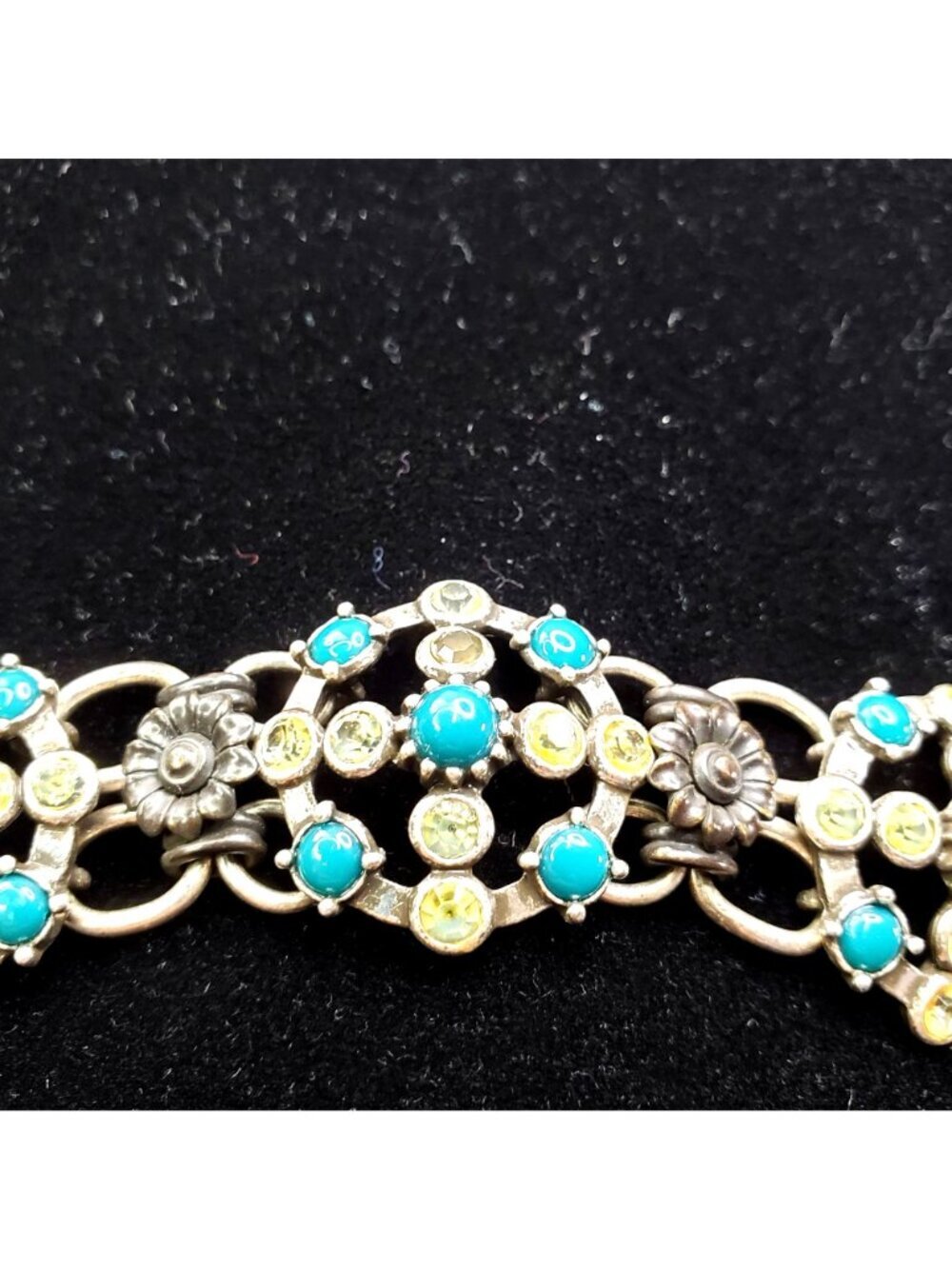 VTG LUCKY BRAND Statement Bracelet Green and Light Yellow Set In Silver Tone - Picture 5 of 8